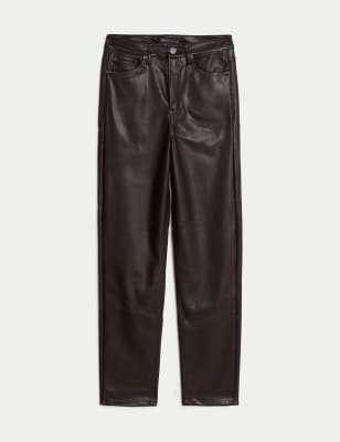 Leather Look Straight Leg Trousers