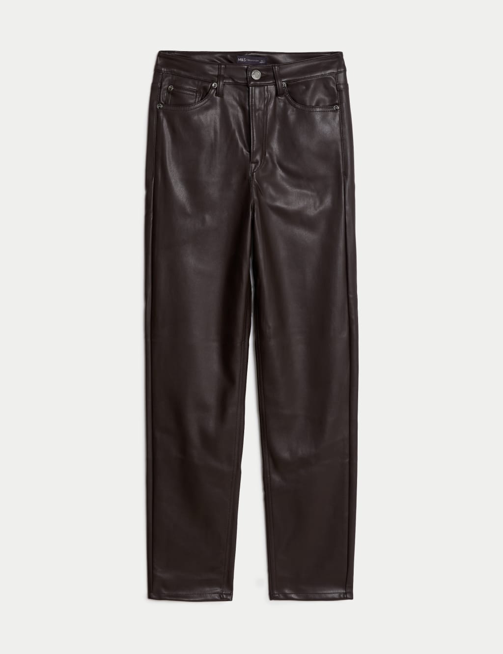 Leather Look Straight Leg Trousers image 2