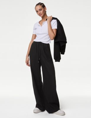 

Womens M&S Collection Linen Blend Wide Leg Trousers - Black, Black