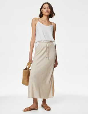 

Womens M&S Collection Linen Rich Maxi Skirt - Oatmeal, Oatmeal