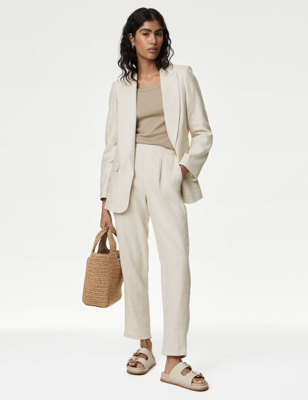 Linen Rich Tapered Trousers image 1