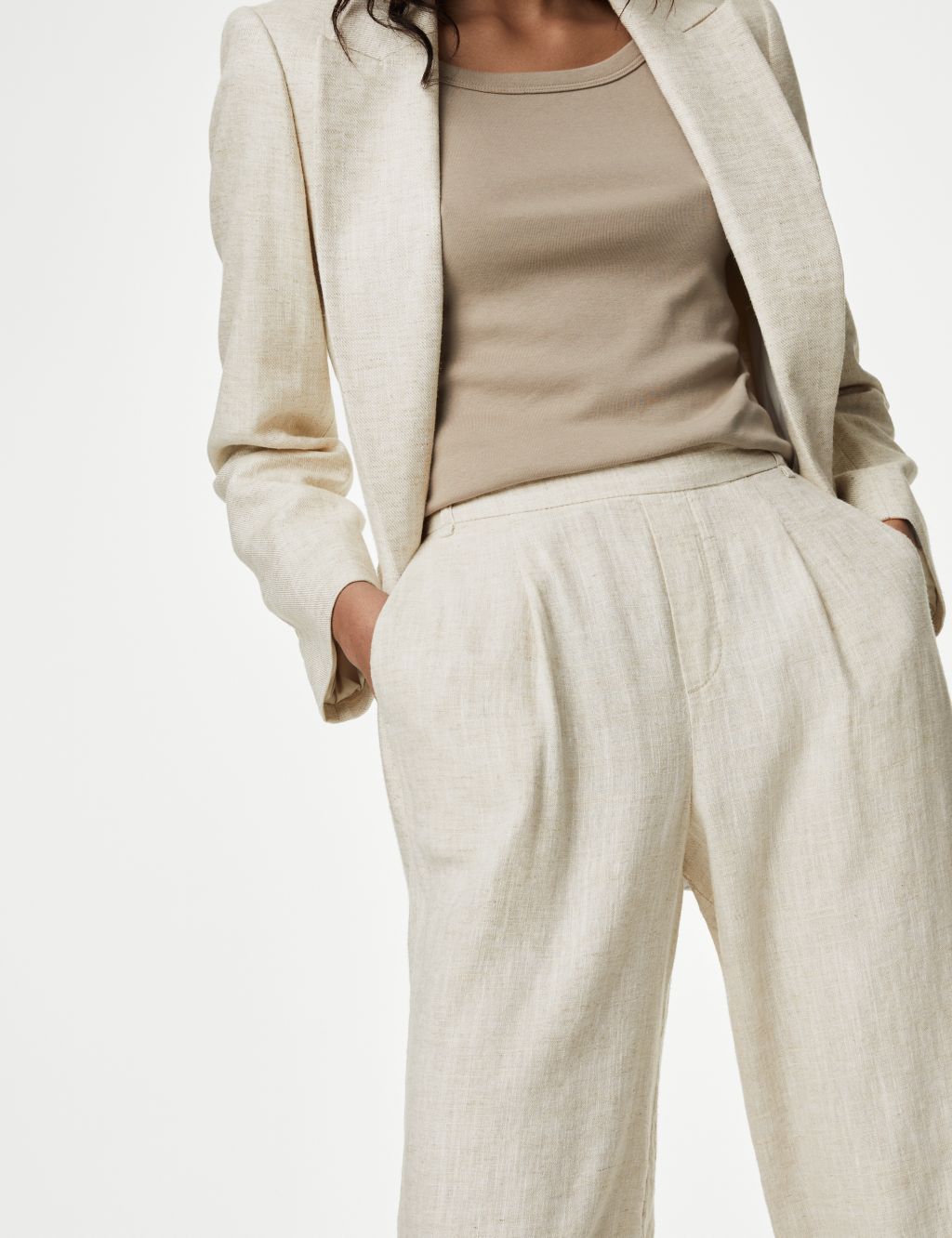 Linen Rich Tapered Trousers image 3