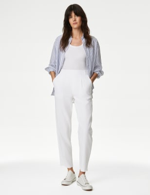 Ladies white linen sales trousers