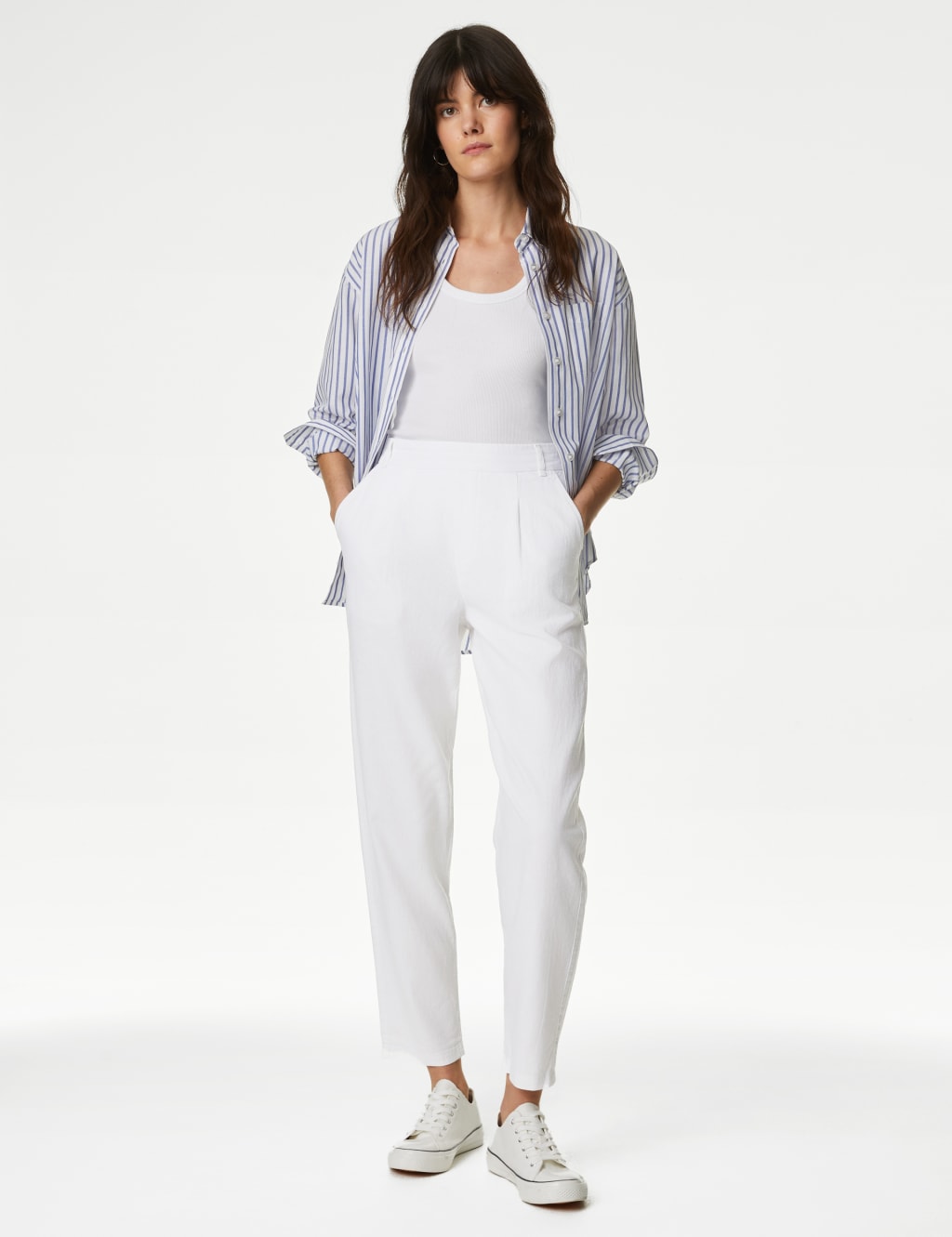 Tall White Linen Trousers