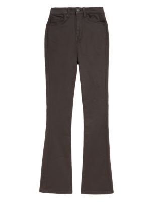 

Womens M&S Collection Coated High Waisted Slim Flare Jeans - Bitter Chocolate, Bitter Chocolate