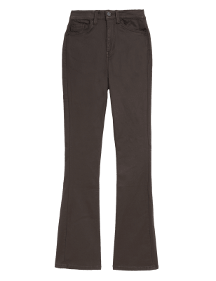 

Womens M&S Collection Coated High Waisted Slim Flare Jeans - Bitter Chocolate, Bitter Chocolate