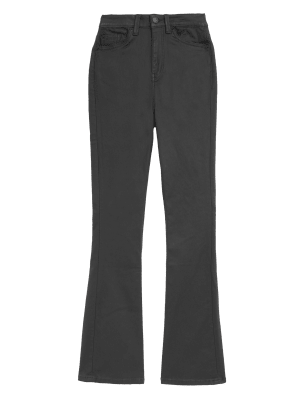 

Womens M&S Collection Coated High Waisted Slim Flare Jeans - Black, Black