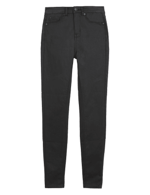 

Womens M&S Collection Knöchellange Skinny-Jeans „Ivy“ mit Beschichtung - Black, Black