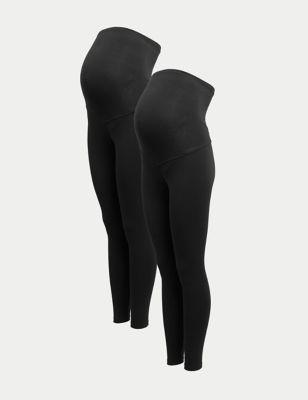 Marks And Spencer Womens M&S Collection Maternity 2pk Over Bump Leggings - Black, Black