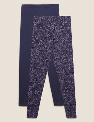 

M&S Collection Pack de 2 leggings de cintura alta estampadosWomens - Navy Mix, Navy Mix