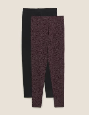 

Womens M&S Collection 2 Pack StayNew™ High Waisted Leggings - Mulberry Mix, Mulberry Mix