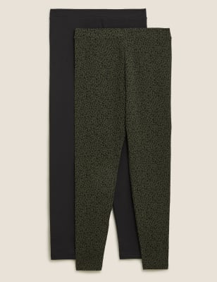 

Womens M&S Collection 2 Pack StayNew™ High Waisted Leggings - Khaki Mix, Khaki Mix