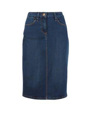 Knee Length Denim Pencil Skirt | M&S Collection | M&S