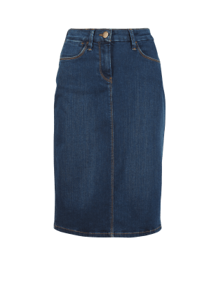 Knee Length Denim Pencil Skirt Mands Collection Mands 6548