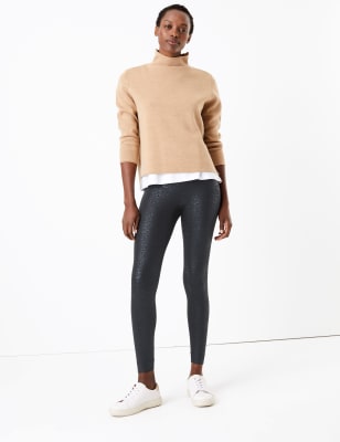 Leggings enduits &agrave; imprim&eacute; animal