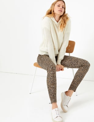 Jegging met hoge taille en dierenprint