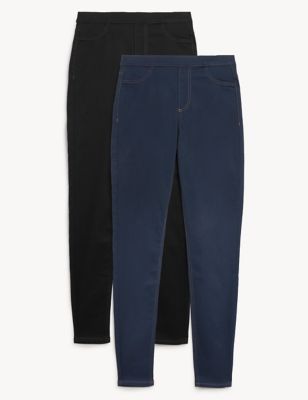 

Womens M&S Collection 2 Pack High Waisted Jeggings - Blue/Black, Blue/Black