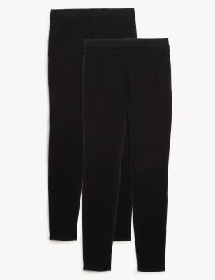 

Womens M&S Collection 2 Pack High Waisted Jeggings - Black/Black, Black/Black