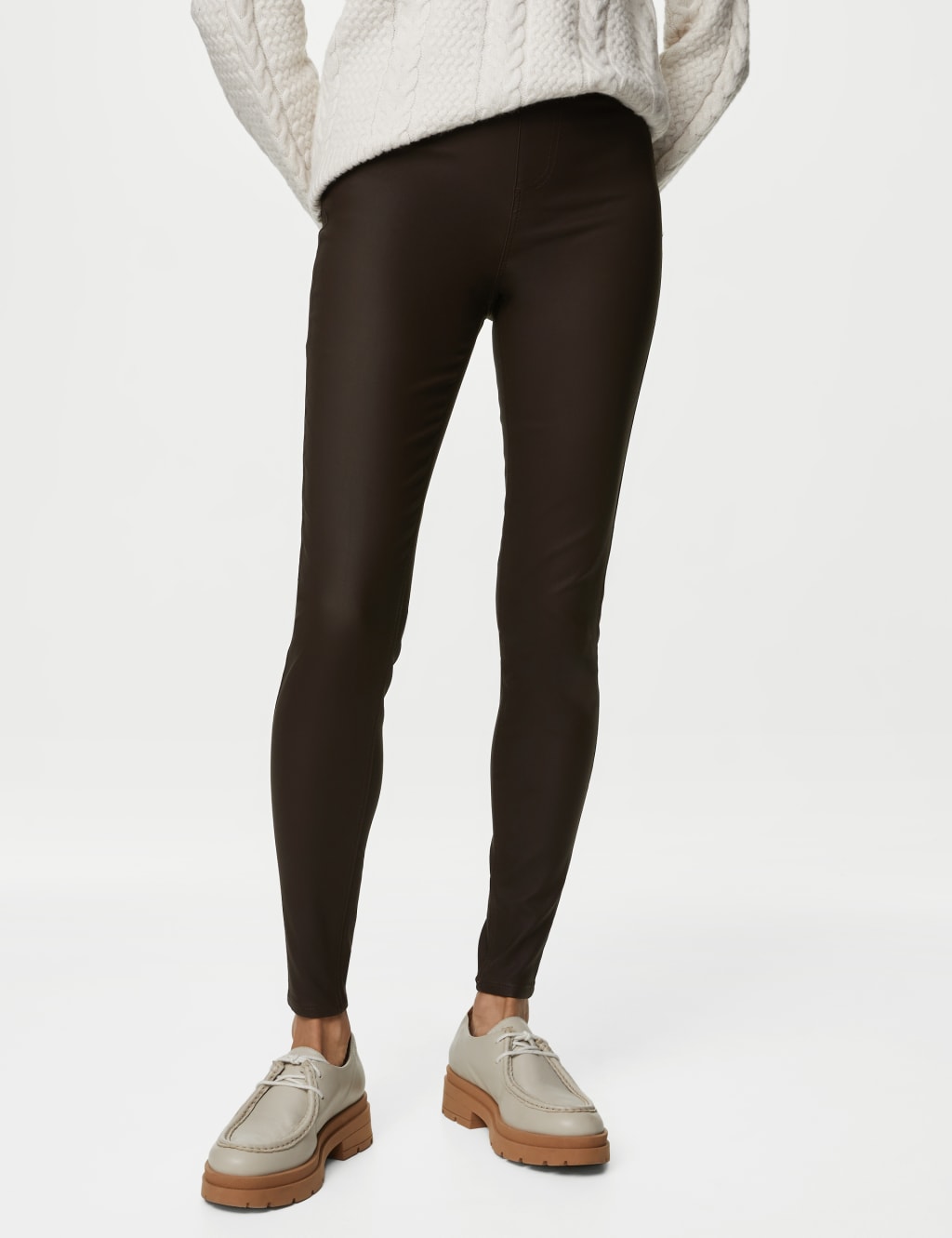 Coated High Waisted Jeggings image 3
