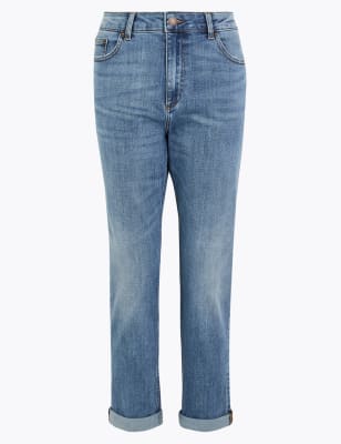 Ruime jeans tot op de enkels met middelhoge taille