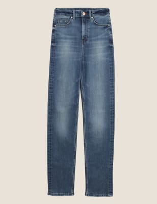 

Womens M&S Collection Superweiche Jeans mit geradem Bein „Sophia“ - Blue Denim, Blue Denim