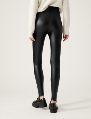Bershka + Faux Leather Leggings With Lace-Up Detail