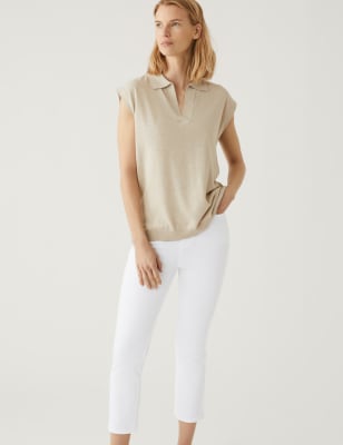 

M&S Collection Jeans skinny pesqueros supersuaves de cintura altaWomens - Soft White, Soft White