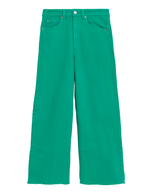 

Womens M&S Collection High Waisted Wide Leg Ankle Grazer Jeans - Spearmint, Spearmint