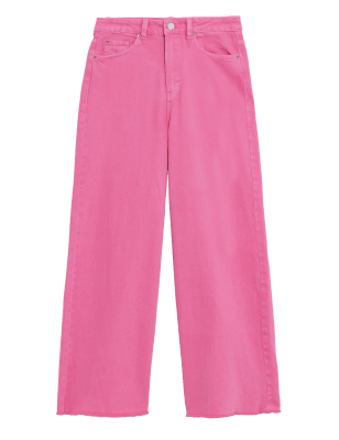 

Womens M&S Collection High Waisted Wide Leg Ankle Grazer Jeans - Rose Pink, Rose Pink