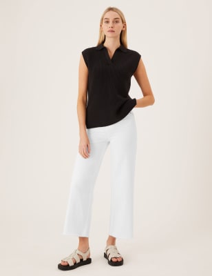 

M&S Collection Jeans pesqueros de pata ancha de cintura altaWomens - Soft White, Soft White