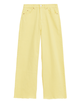 

Womens M&S Collection High Waisted Wide Leg Ankle Grazer Jeans - Light Citrus, Light Citrus