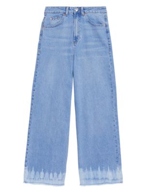 

Womens M&S Collection High Waisted Wide Leg Ankle Grazer Jeans - Light Indigo, Light Indigo