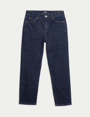 High Waisted Carrot Leg Ankle Grazer Jeans