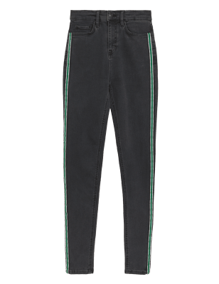 

Womens M&S Collection Ivy High Waisted Side Trim Skinny Jeans - Black, Black