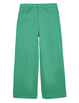 

Womens M&S Collection 3/4-Jeans mit hohem Bund, weitem Bein und ausgefranstem Saum - Spearmint, Spearmint