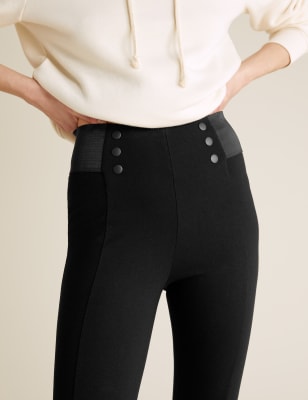Ponte-legging met hoge taille en drukknopen