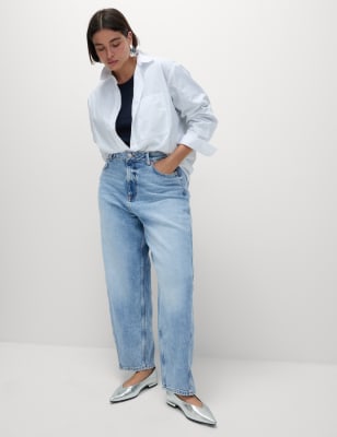 High Waisted Carrot Leg Ankle Grazer Jeans, M&S Collection