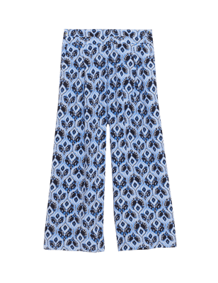 

Womens M&S Collection Bedruckte 3/4-Hose mit weitem Bein - Blue Mix, Blue Mix
