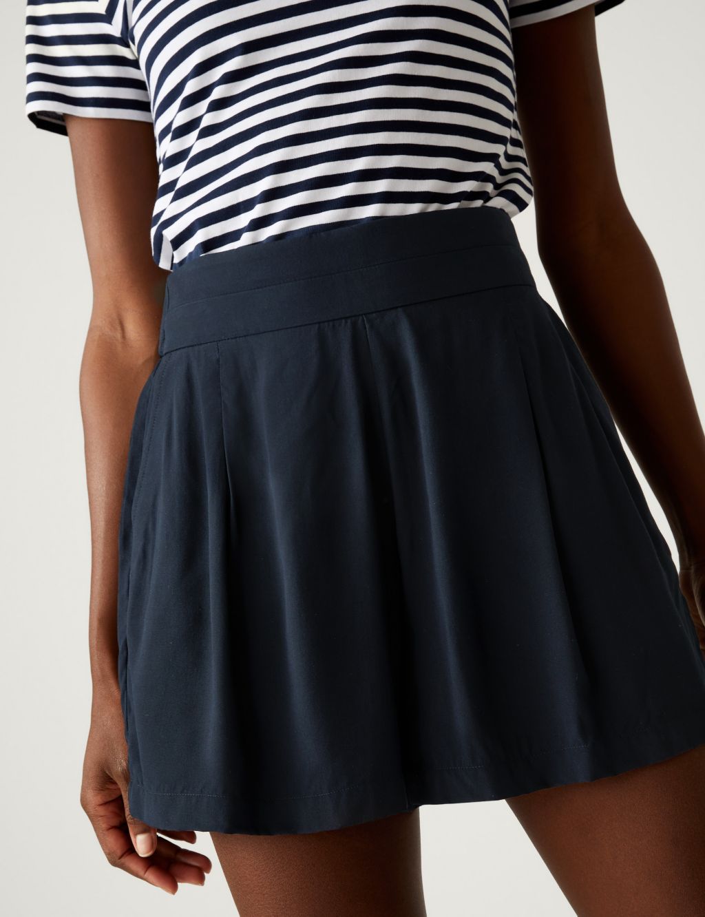 High Waisted Pleat Front Shorts image 3