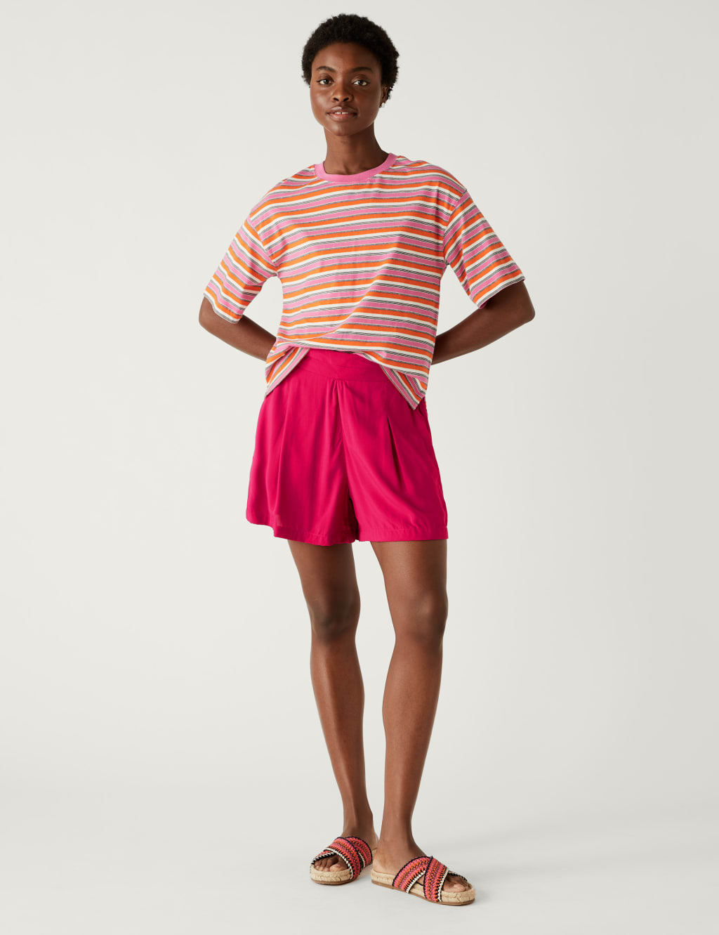 High Waisted Pleat Front Shorts image 1