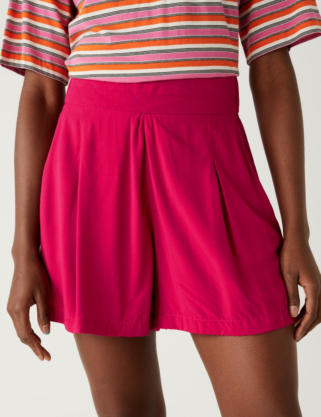 High Waisted Pleat Front Shorts image 3
