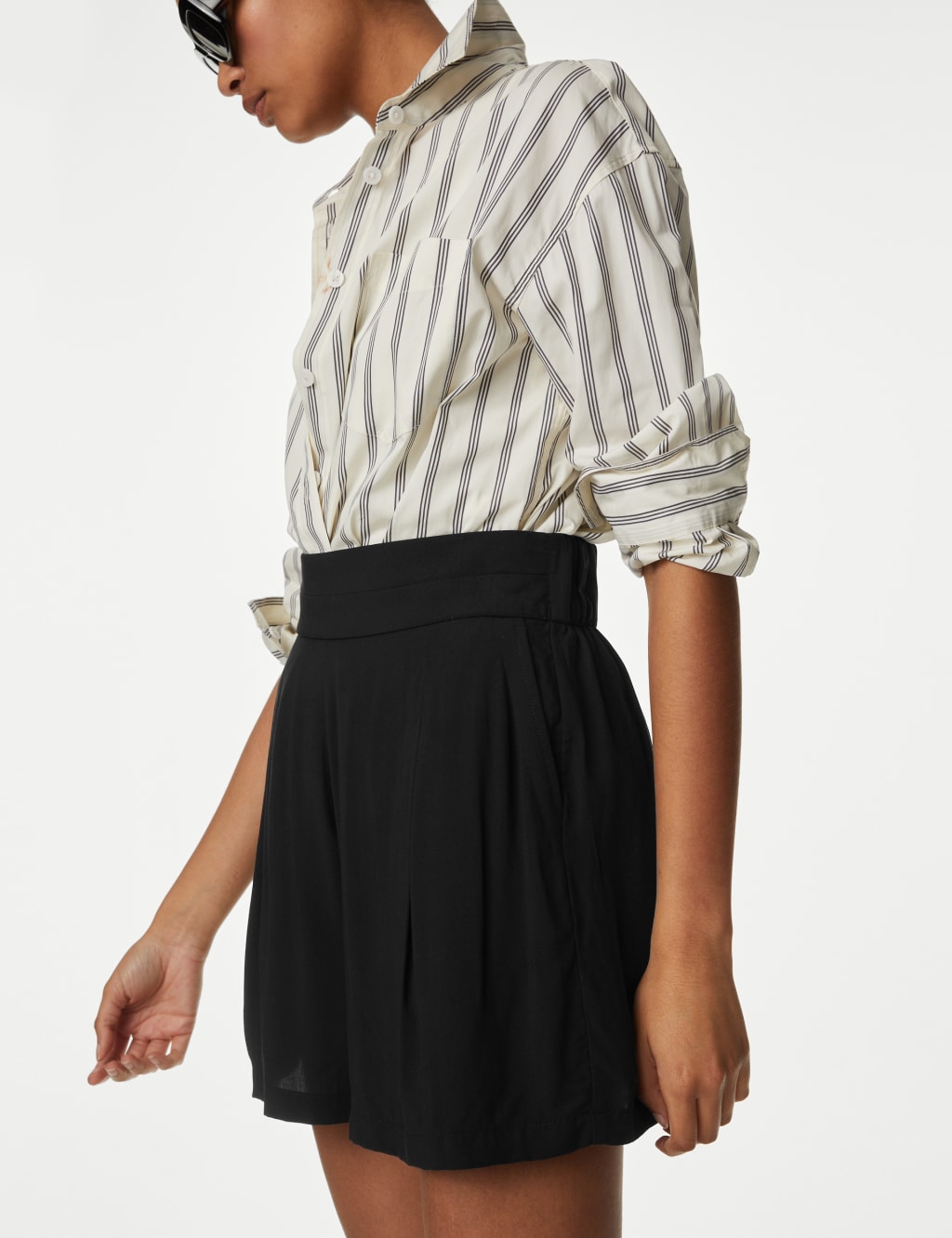 High Waisted Pleat Front Shorts image 2