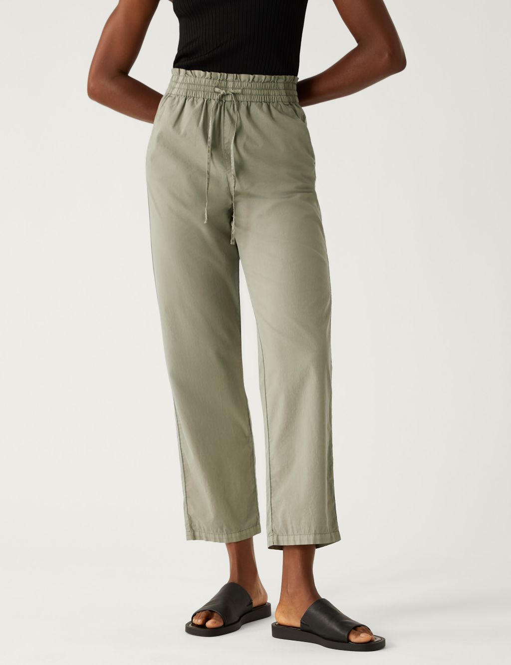 Pure Cotton Elasticated Waist Trousers image 4