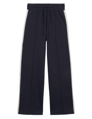 

Womens M&S Collection Side Stripe Wide Leg Trousers - Midnight Navy, Midnight Navy