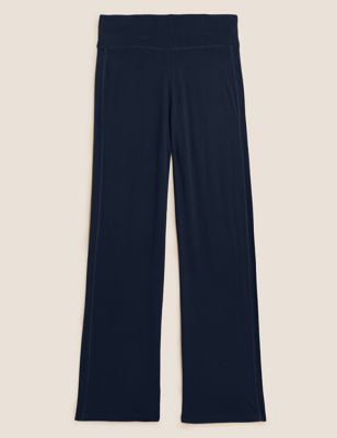 

Womens M&S Collection Elasticated Waist Wide Leg Trousers - Midnight Navy, Midnight Navy