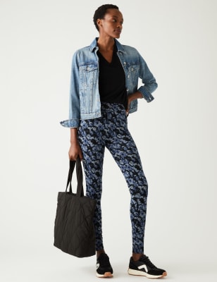 

Womens M&S Collection Gemusterte Leggings mit hohem Bund - Navy Mix, Navy Mix