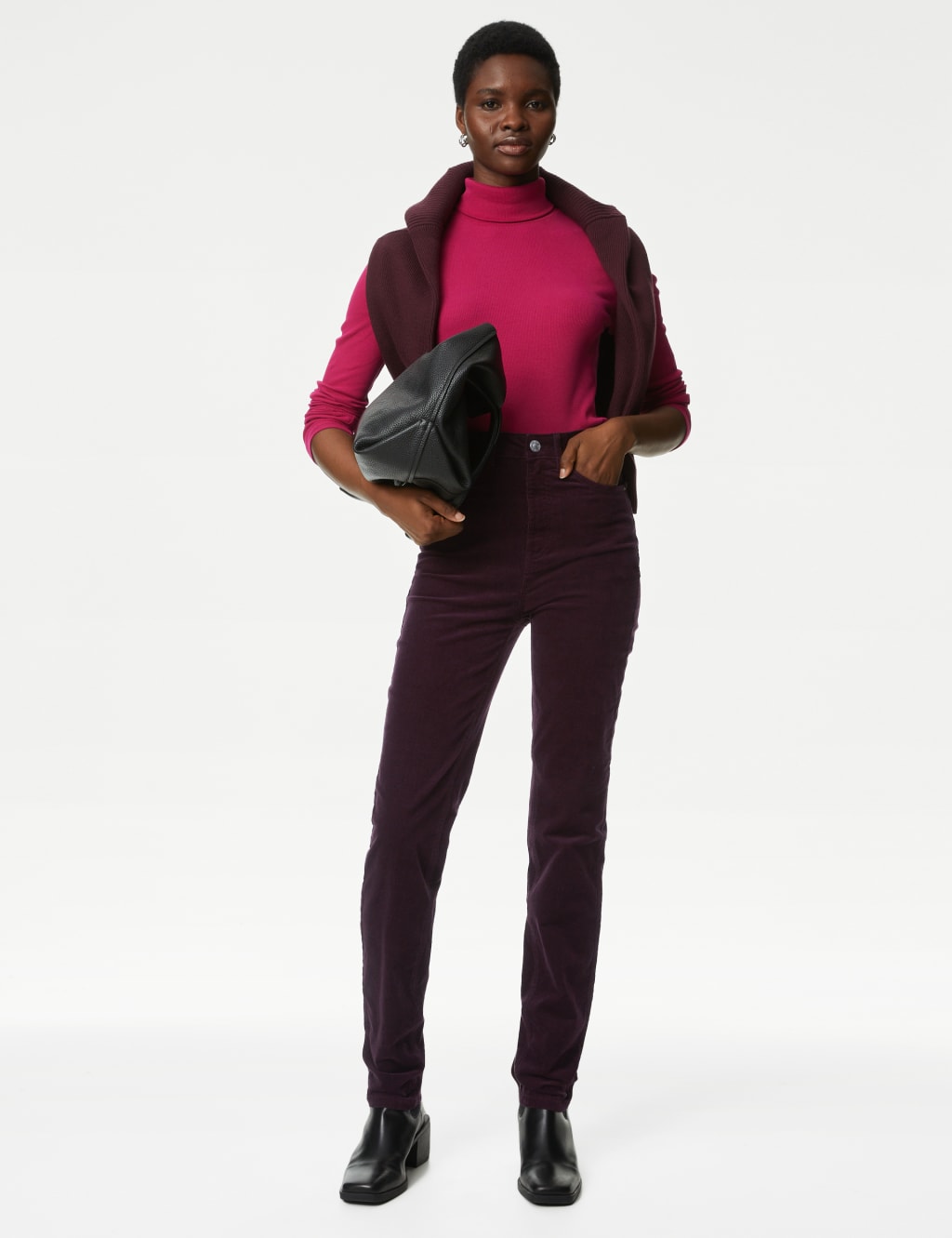 Burgundy ladies trousers top