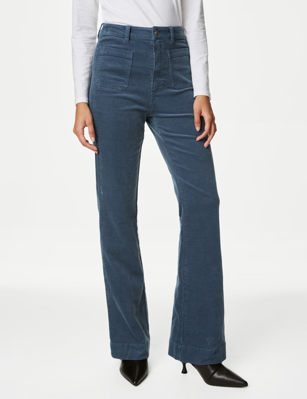 Cord High Waisted Flared Trousers image 4