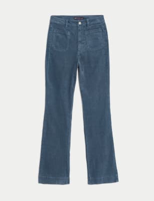Cord High Waisted Flared Trousers