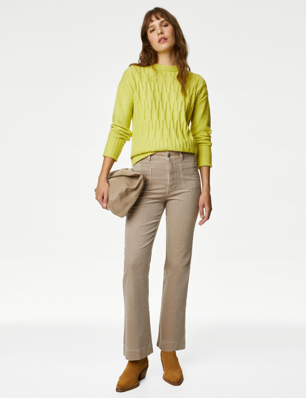 Cord High Waisted Flared Trousers image 1